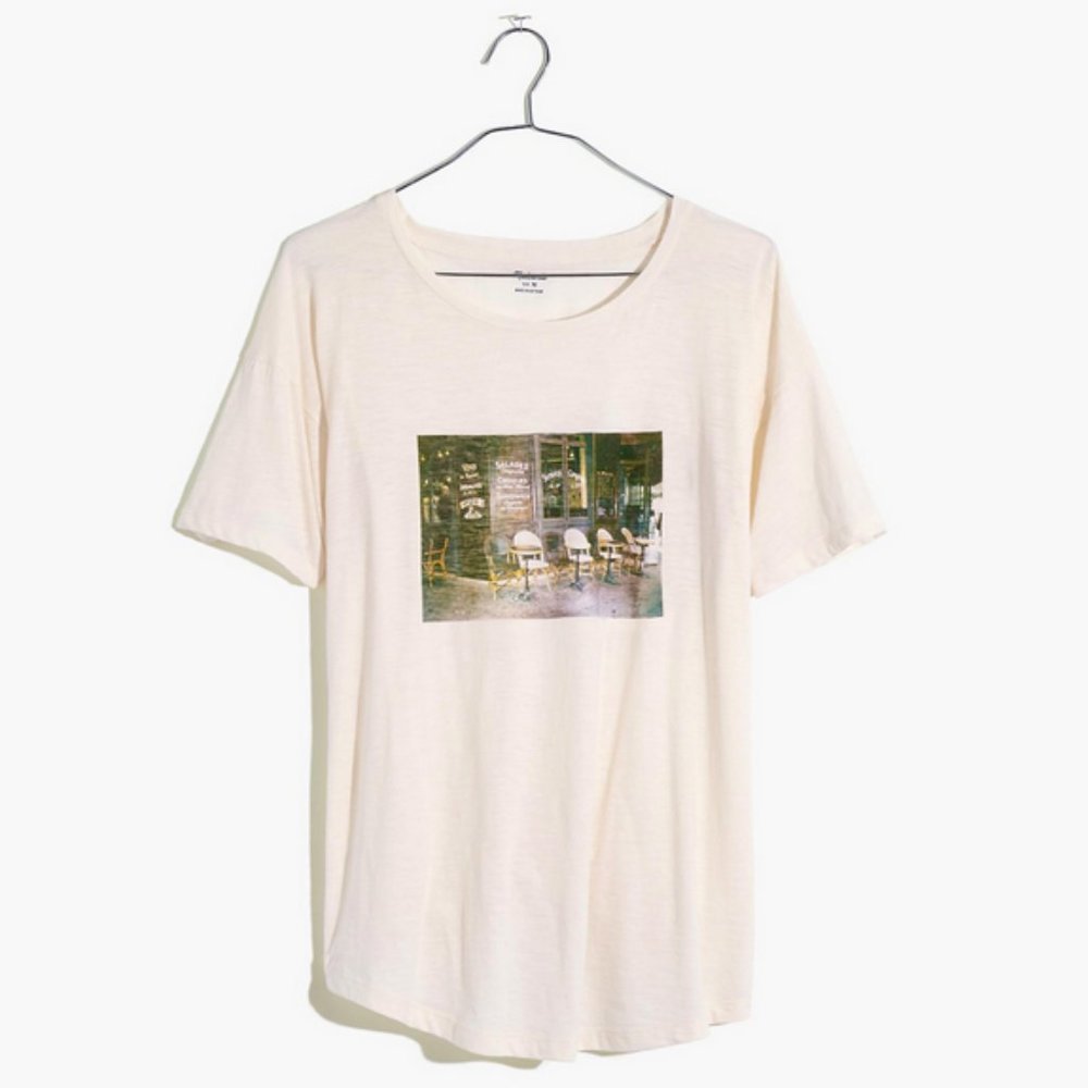 MADEWELL IVORY SHORT SLEEVE PARISIAN CAFE GRAPHIC WHISPER COTTON TEE - Picture 2 of 4